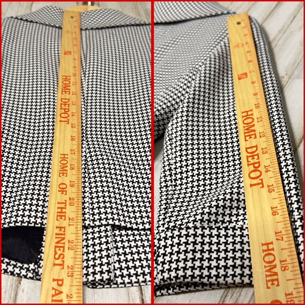 Talbots Black White Houndstooth 3/4 Sleeves Vintage Shawl Collar Jacket Size 6 - Picture 8 of 11